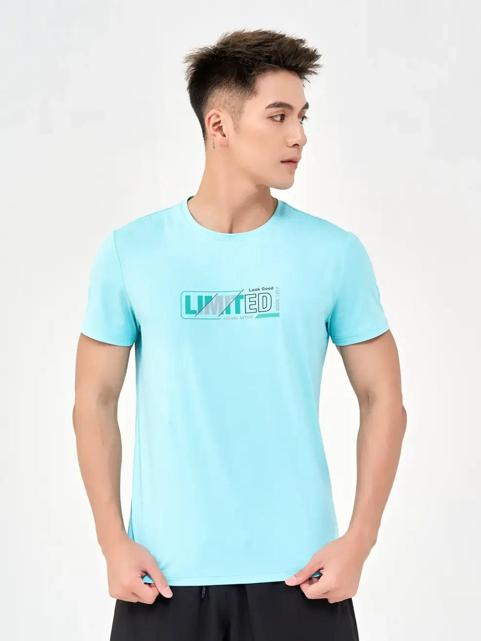 T- Shirt Nam Thể Thao In Ngực Limited - Xanh dương - XL