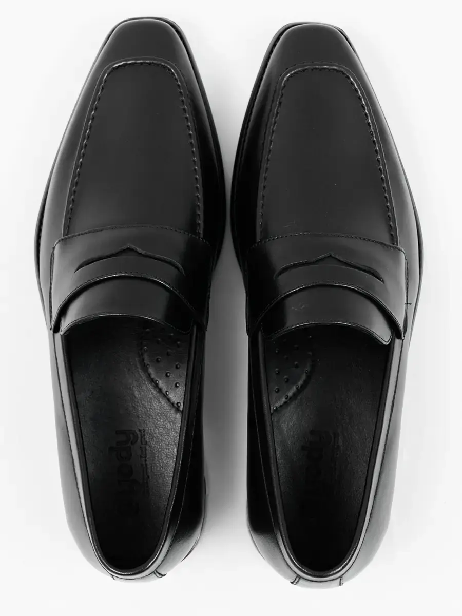 Giầy nam penny loafer da bò nappa cao cấp - Đen - 39