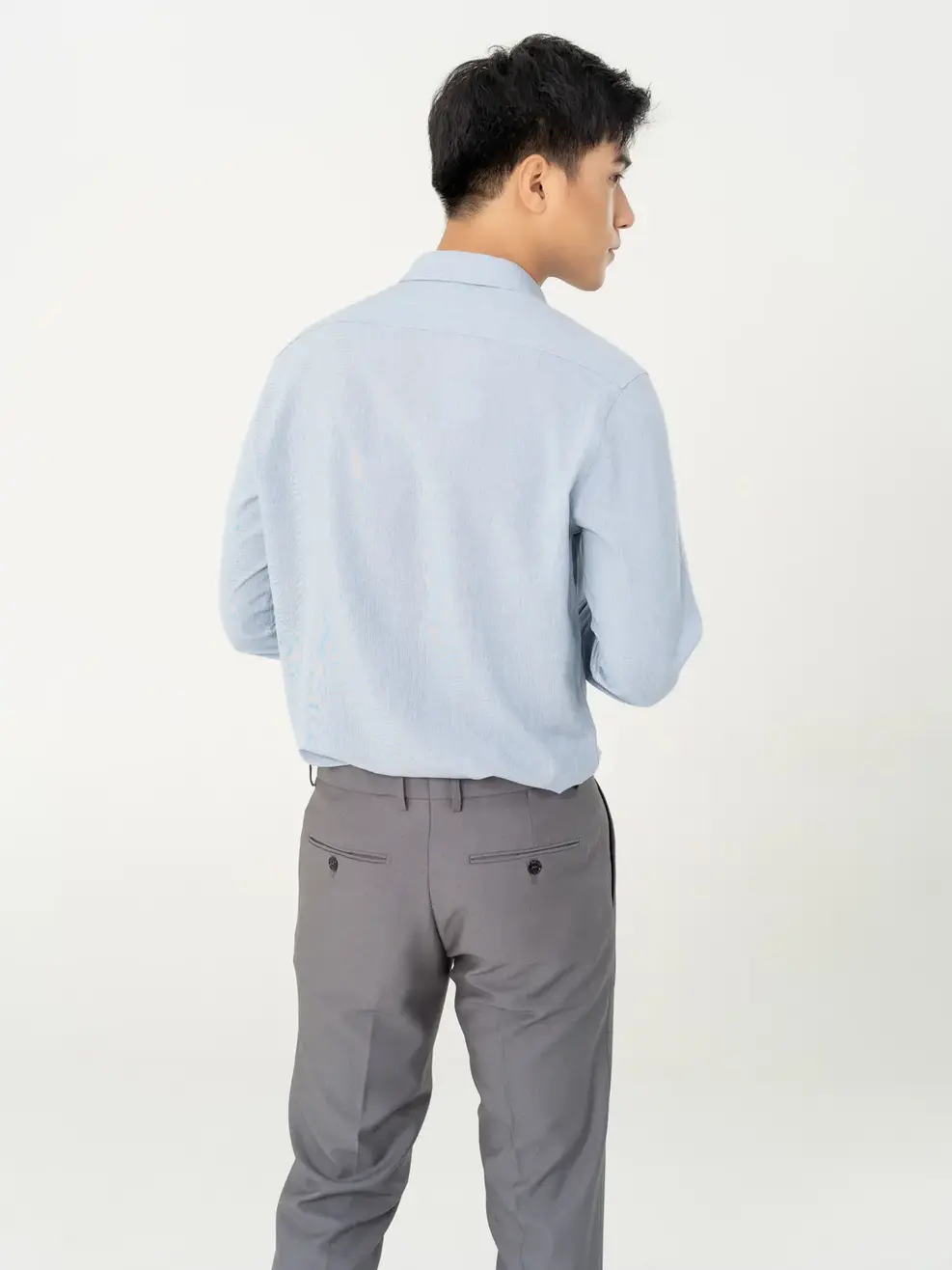 Sơ mi Café dài tay melange - Xanh ghi - 3XL