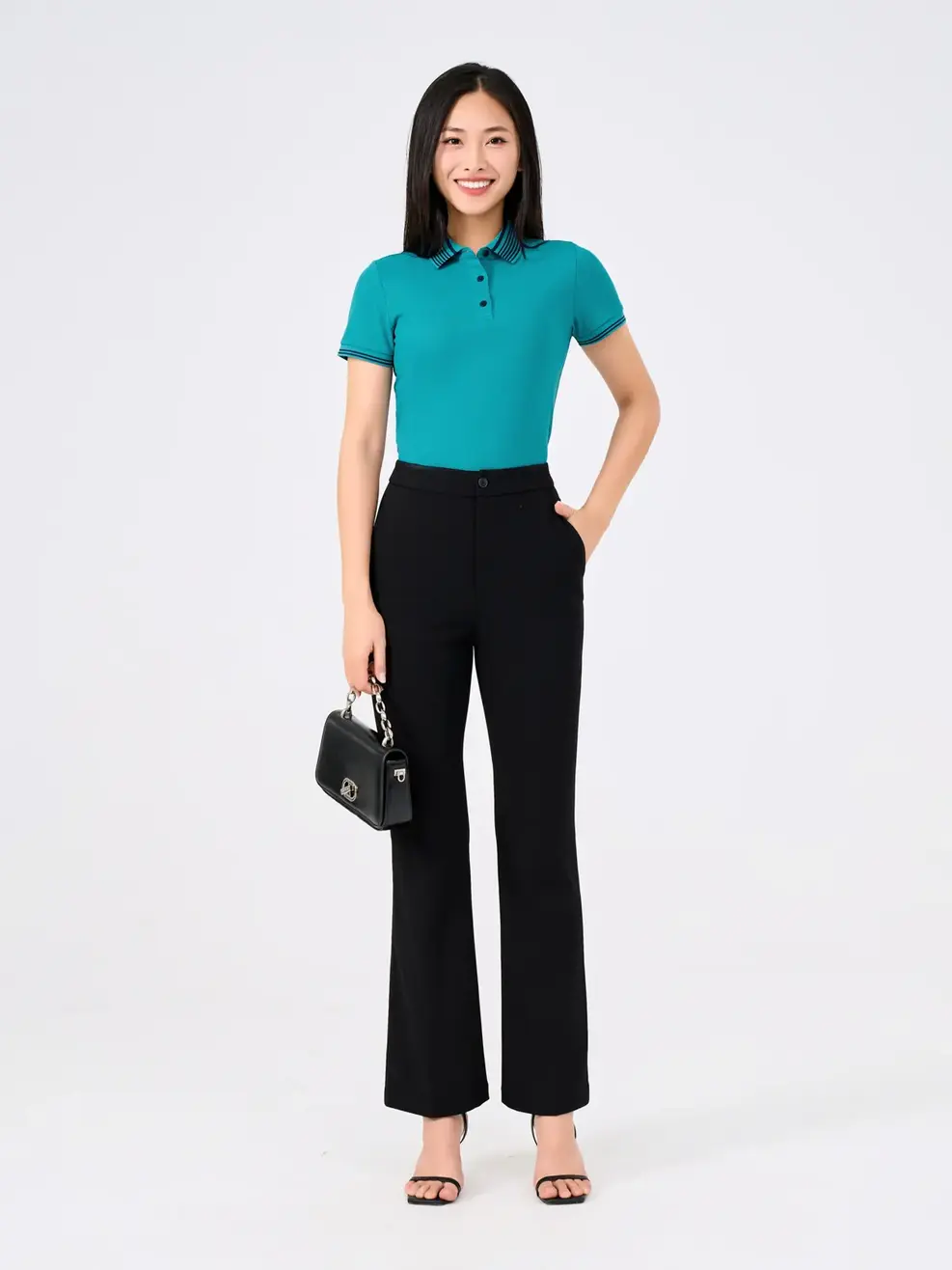 Polo Nữ Phối Màu Bo 02 - Xanh mint - S