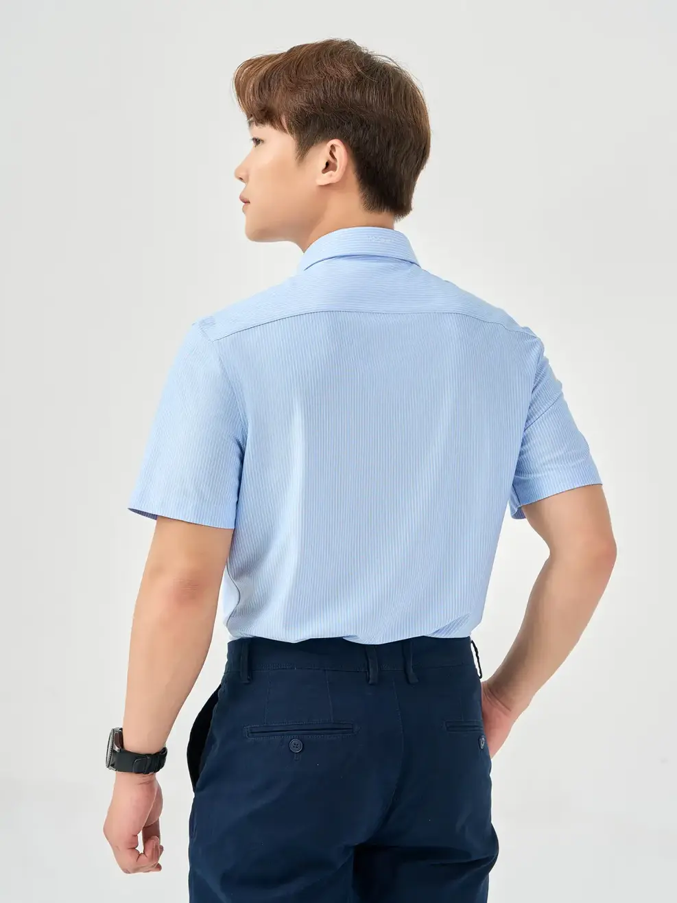 Sơ Mi Cộc Tay Cao Cấp Yo.smart - Kẻ Xanh - M