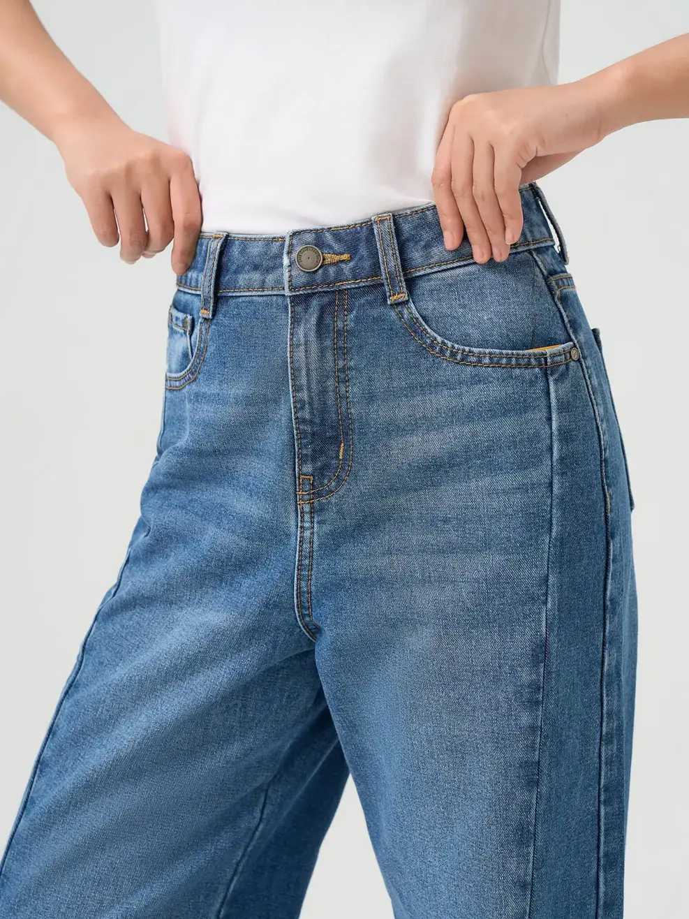 Quần Jeans Wide Leg Đường Can Chéo - Màu chàm 002 - 30