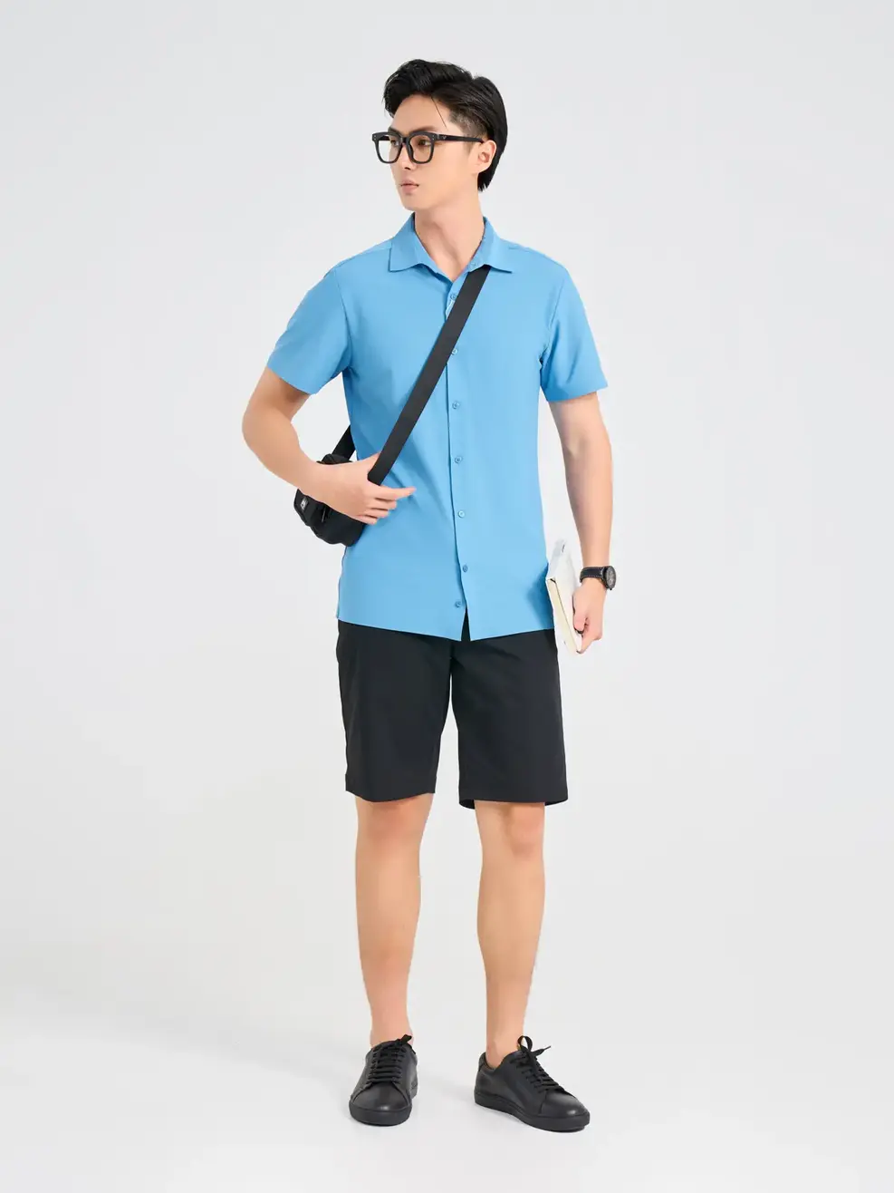 Quần Short Nam Cơ Bản Chun Cúc - Đen - 29