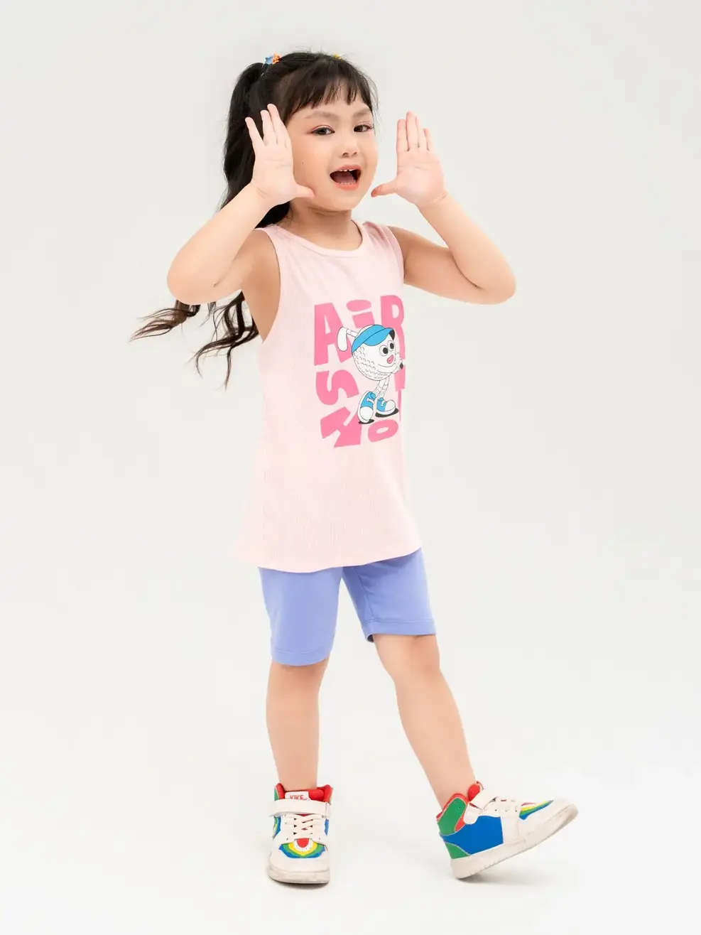 Đồ Bộ Kid Nữ 3 Lỗ In Airshot - Tím Hồng - 2
