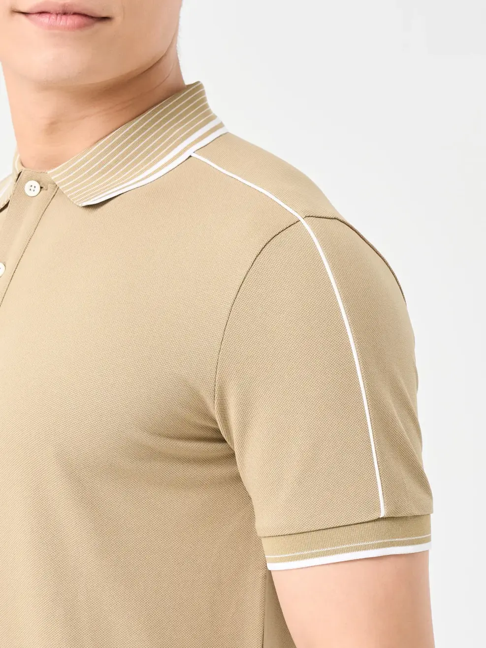 Áo Polo Nam Bo Cổ Kẻ ( Apm7219) - NÂU PHỐI TRẮNG 127 - M