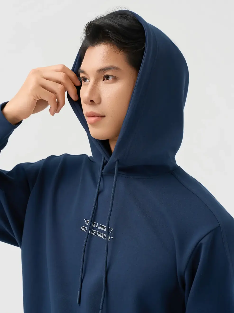 Bộ Đồ Nỉ Hoodie Nam In Chữ Ngực - Tím Than 006 - M