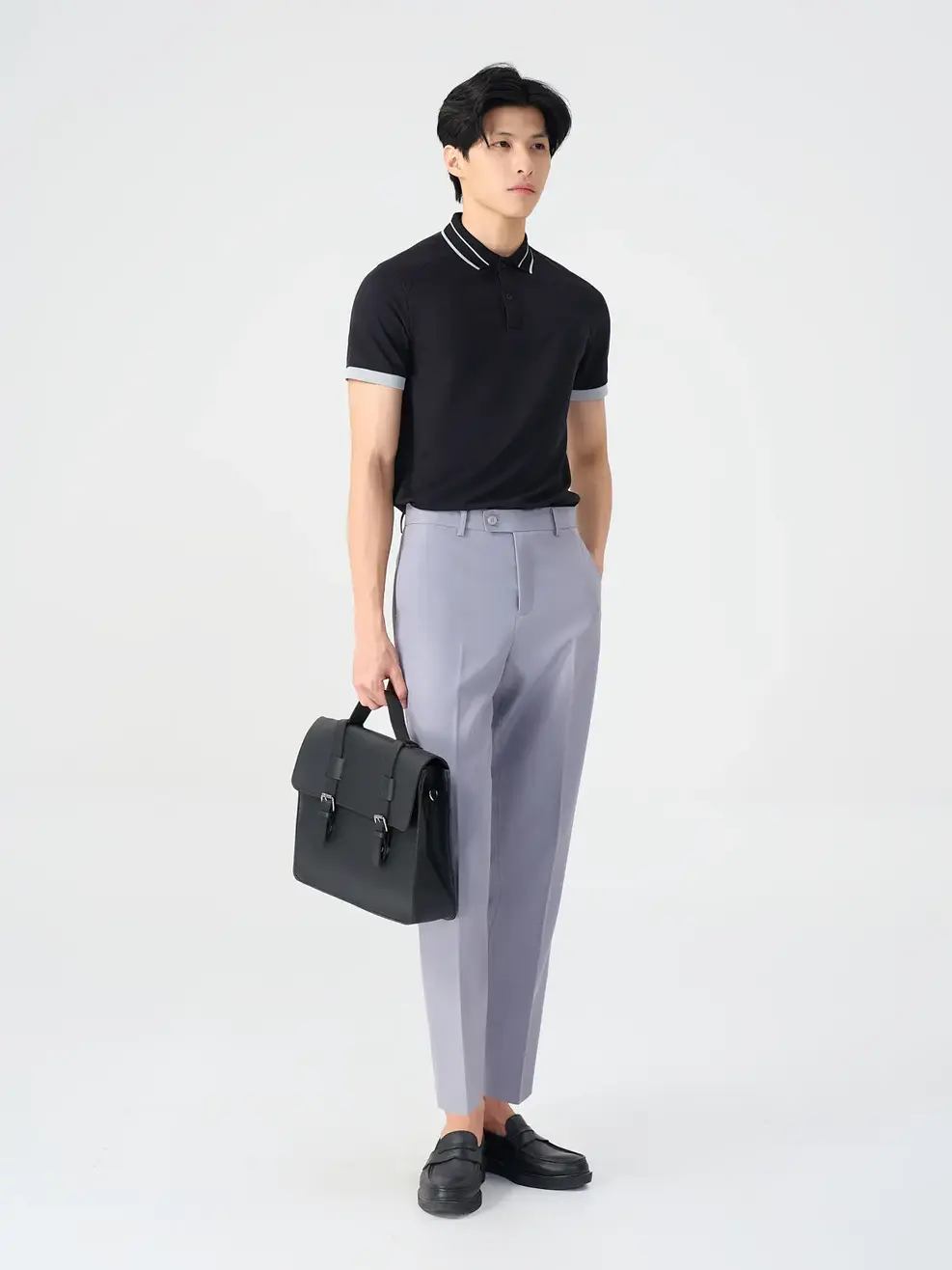 ÁO POLO NAM CAN VAI TÚI CƠI - Đen - M