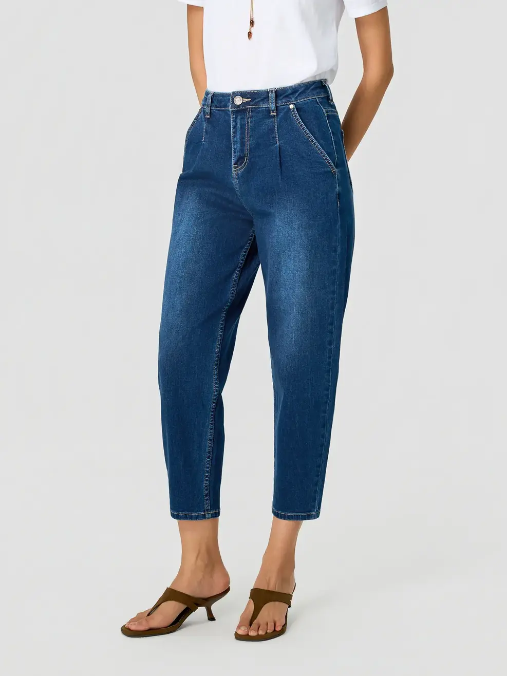 Quần Jeans Nữ Baggy Xếp Ly - Màu chàm 002 - 26
