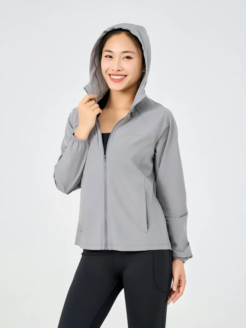 Áo Khoác Gió Thể Thao Nữ Một Lớp Siêu Co Giãn (SKN7002) - Xám 011 - M