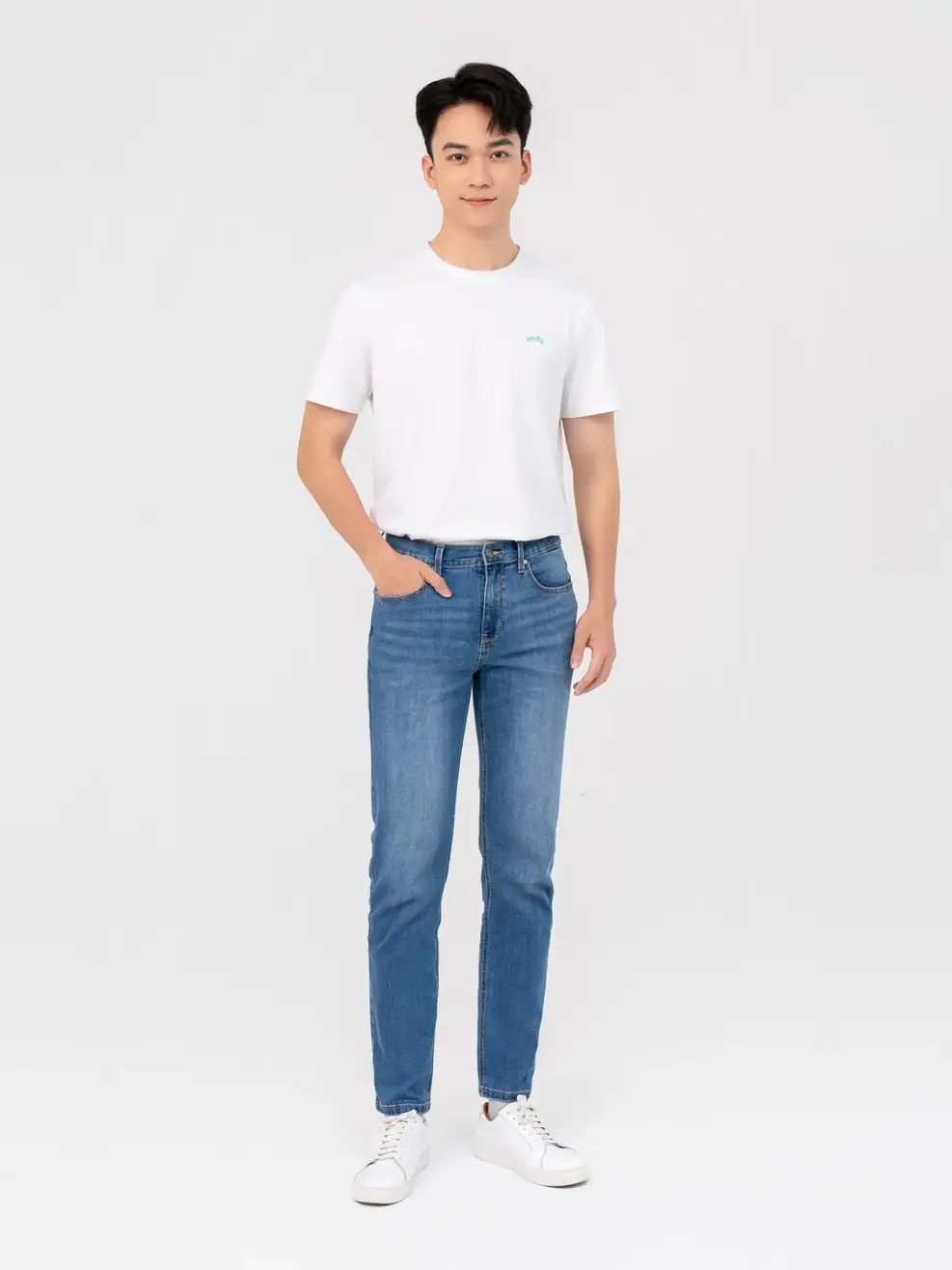 Quần Jeans Nam Slim Fit Coolmax Mác Kẹp Yody Denim - Xanh nhạt - 28
