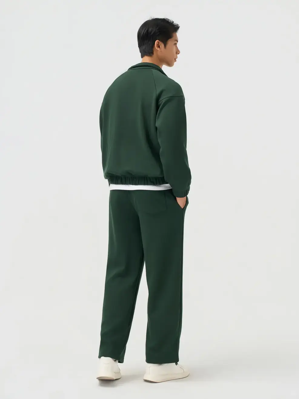 Bộ Đồ Nam Halfzip Thêu Chữ Nhỏ - Xanh Lá 127 - M