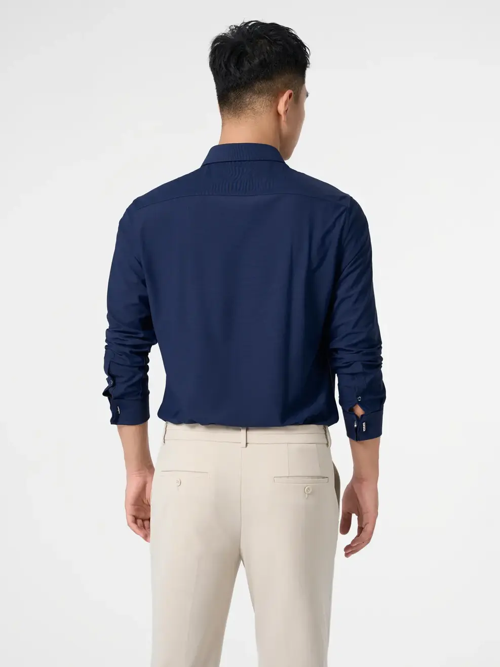 Sơ Mi Dài Tay Nam Knit Tay Kiểu - Tím than - M