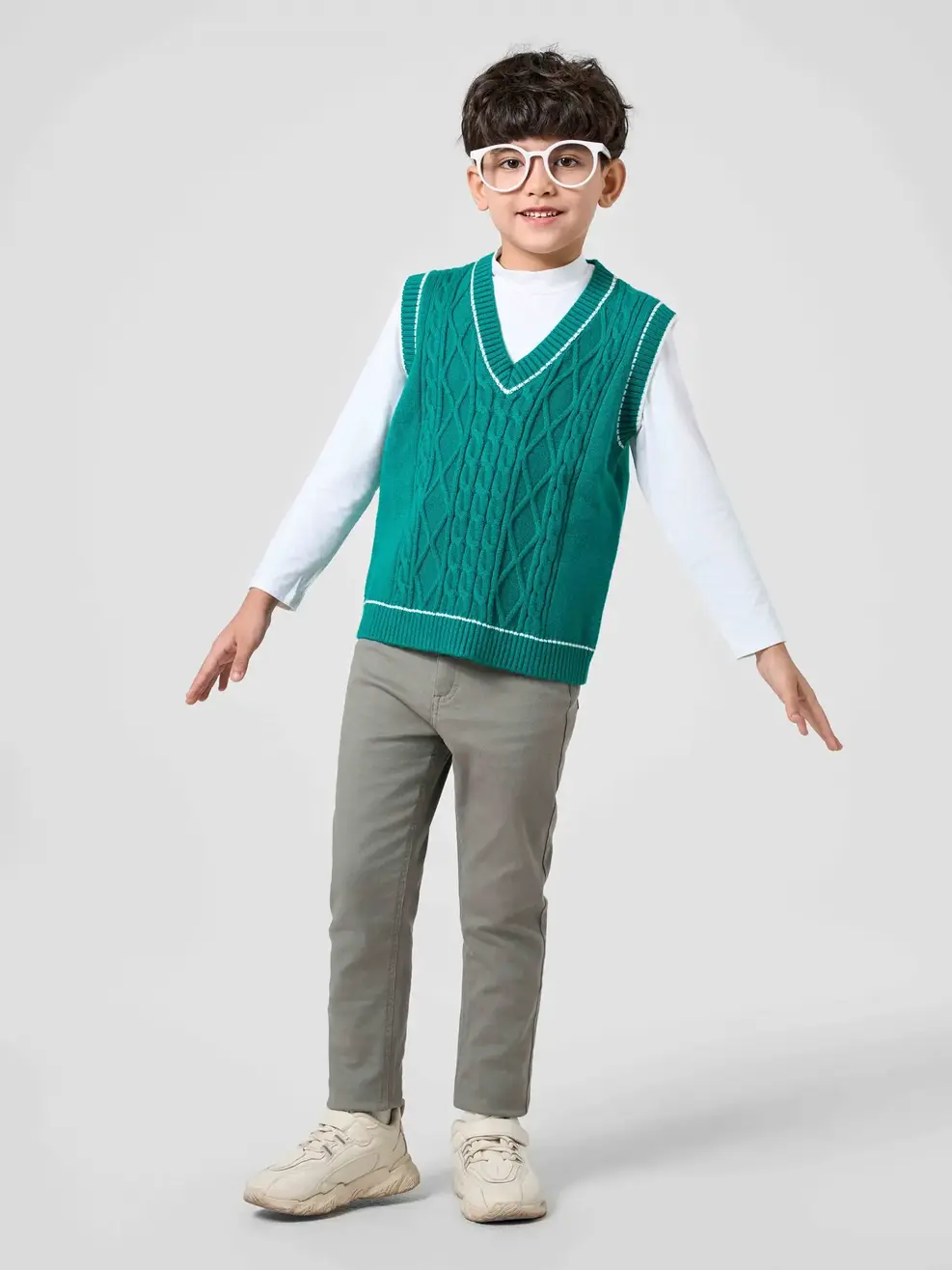 Quần Kaki Kid Cơ Bản - Ghi Đậm - 6-7