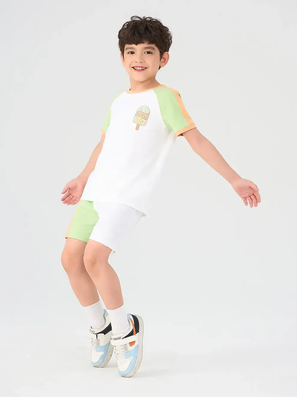 Bộ Đồ Trẻ Em Tay Raglan Phối Màu - Trắng cam - 2-3