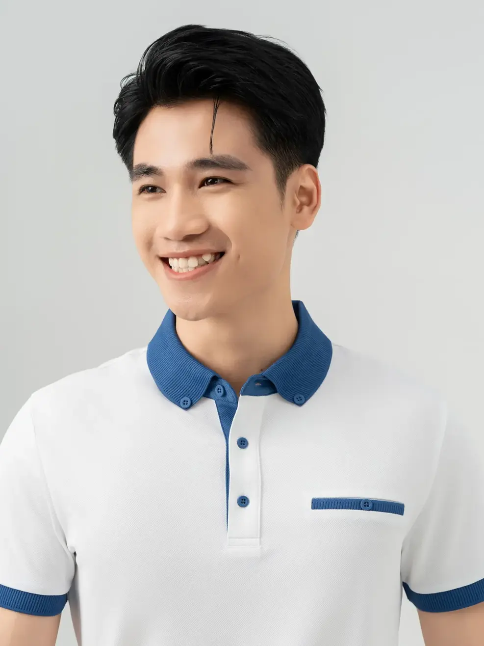 Áo Polo Nam Cafe Cơi Túi Ngực Phối Cúc - Trắng - L