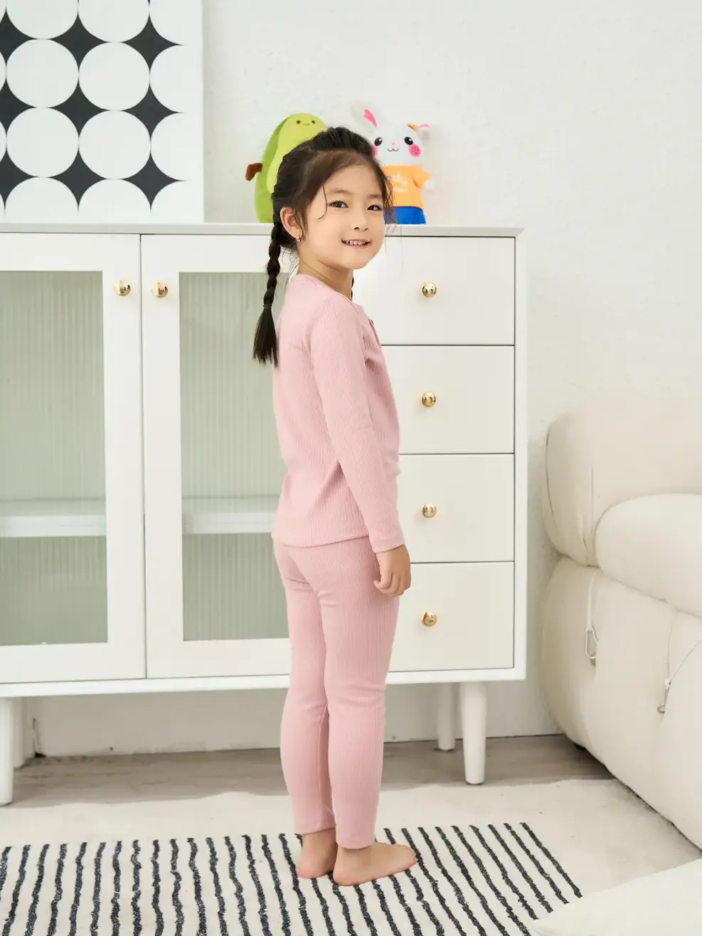 BỘ ĐỒ TRẺ EM CỔ TRÒN - Hồng - 2