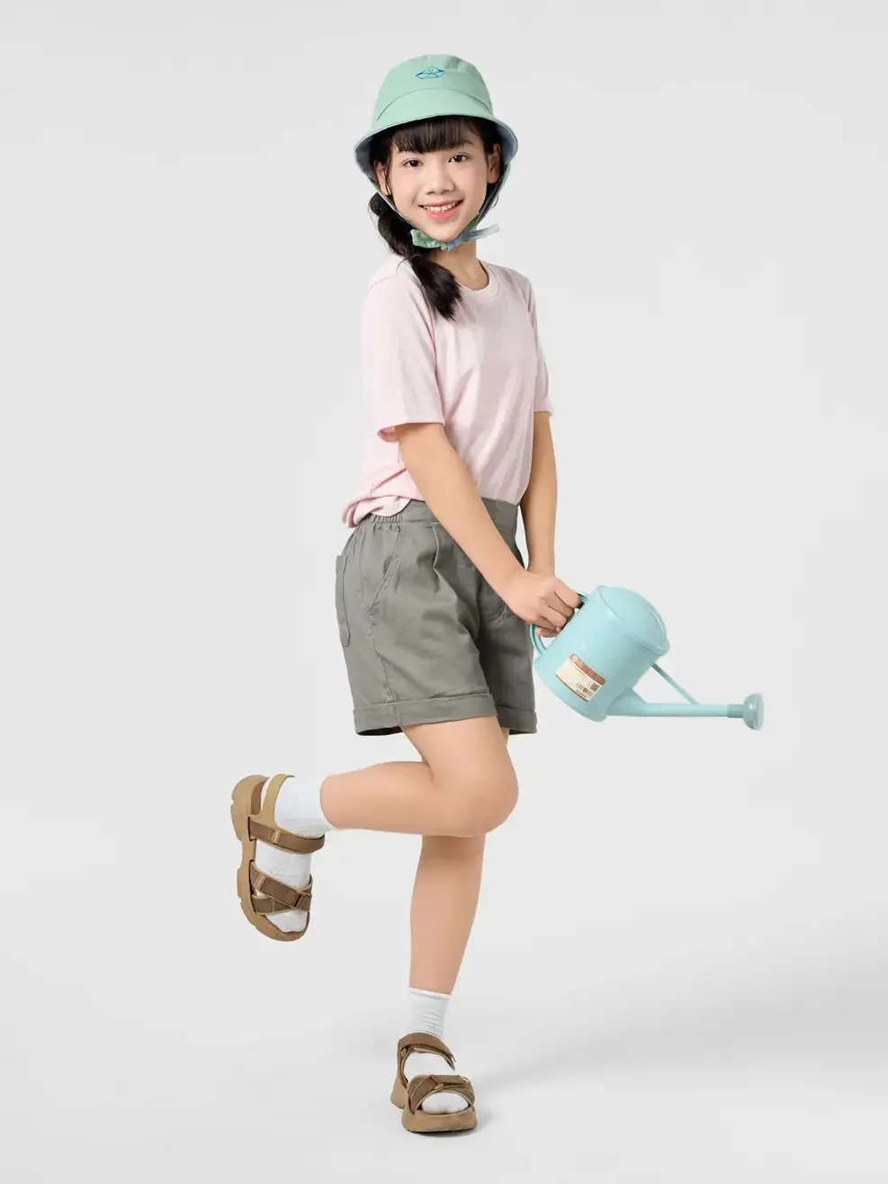 Quần Shorts Bé Gái Cơ Bản Xếp Li - Xám 014 - 10-11