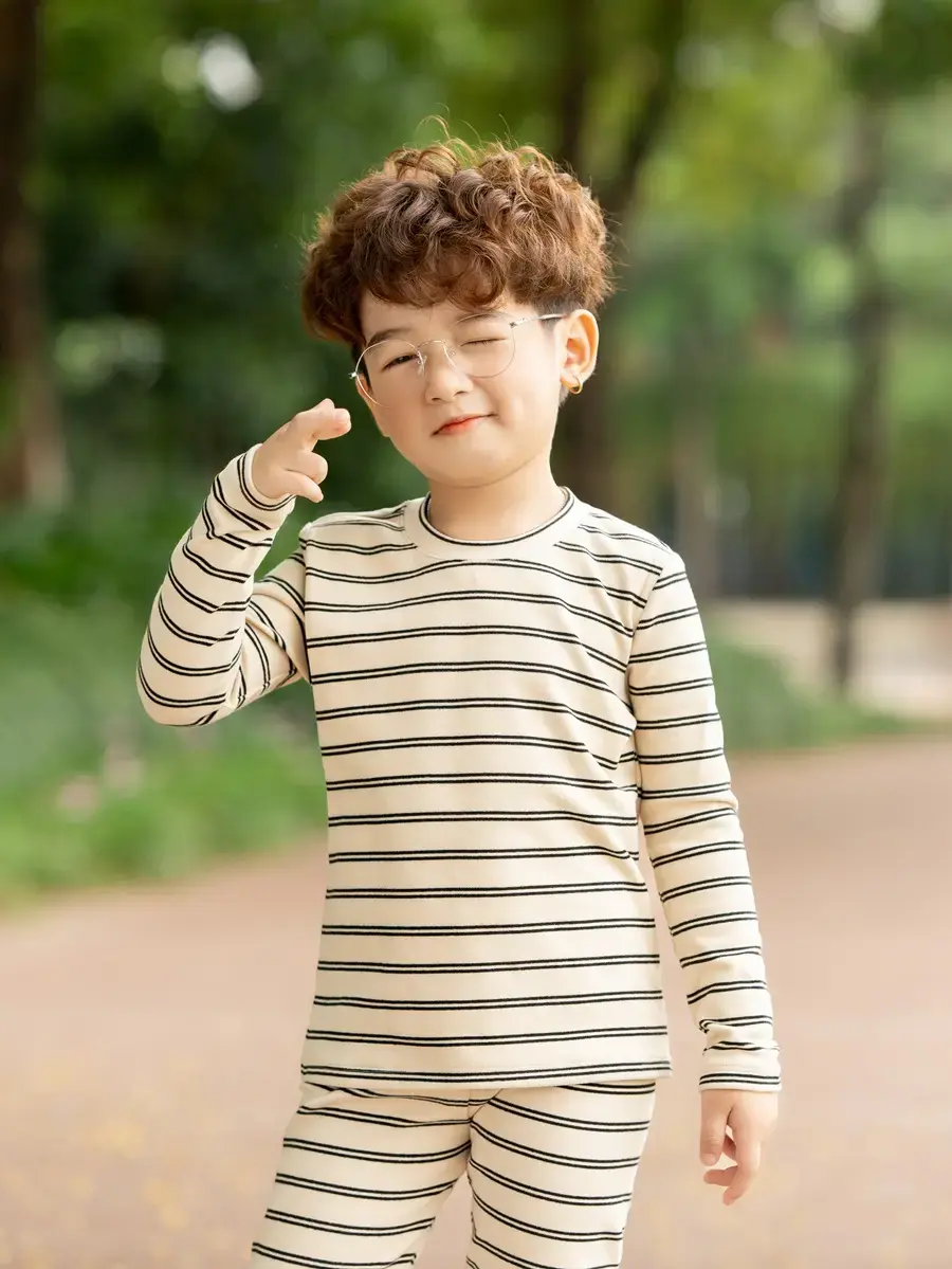 Bộ đồ trẻ em kẻ dáng ôm - Be 2 - 8
