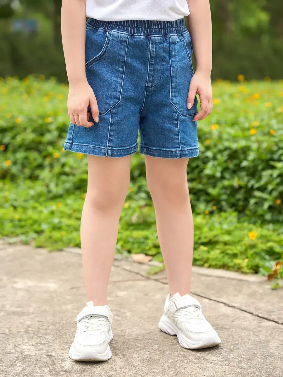 Quần jeans sooc kid - Xanh đậm - 6-7