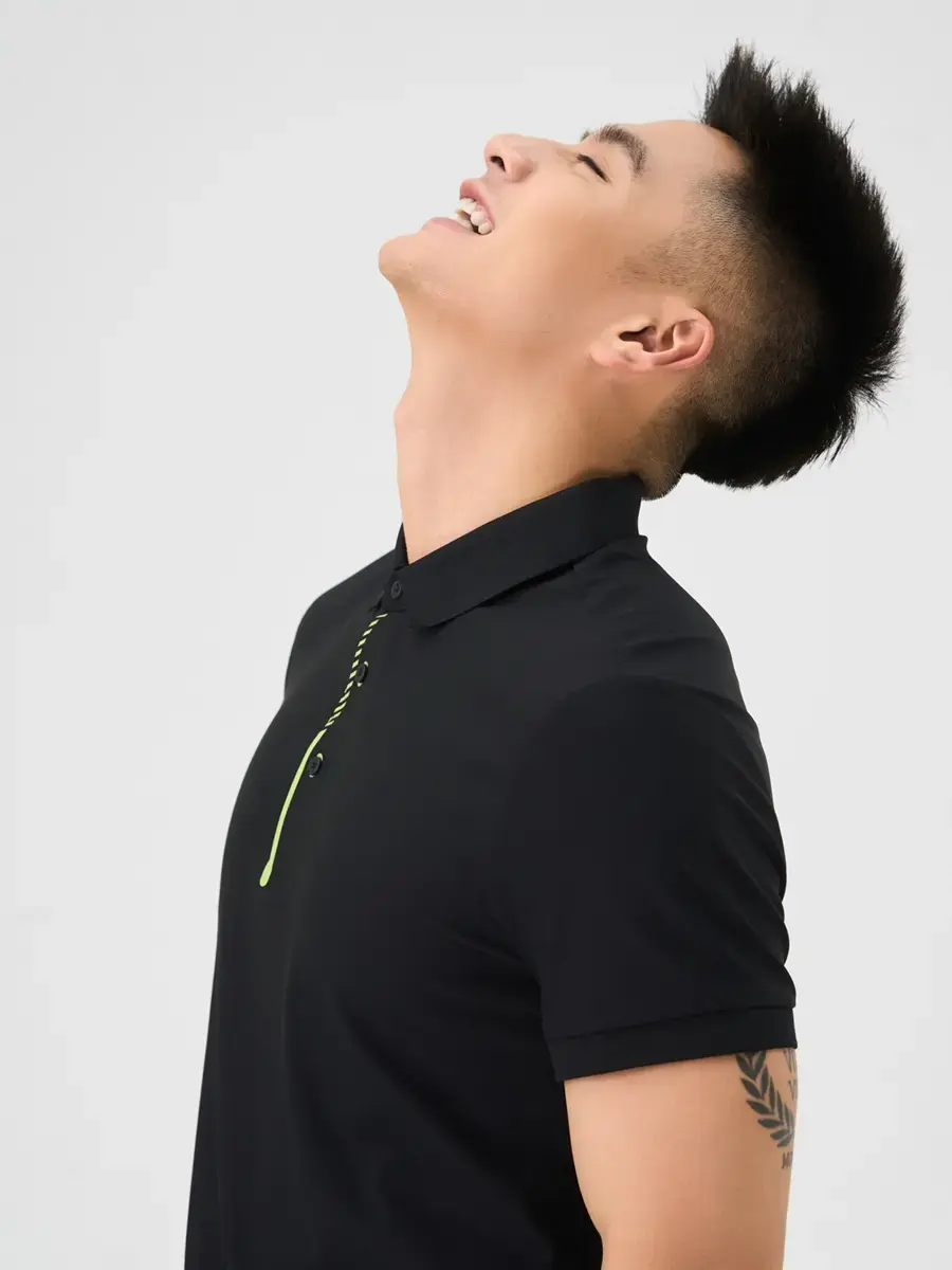 Polo Thể Thao Nam Trụ Áo Ép Sim - Đen - M