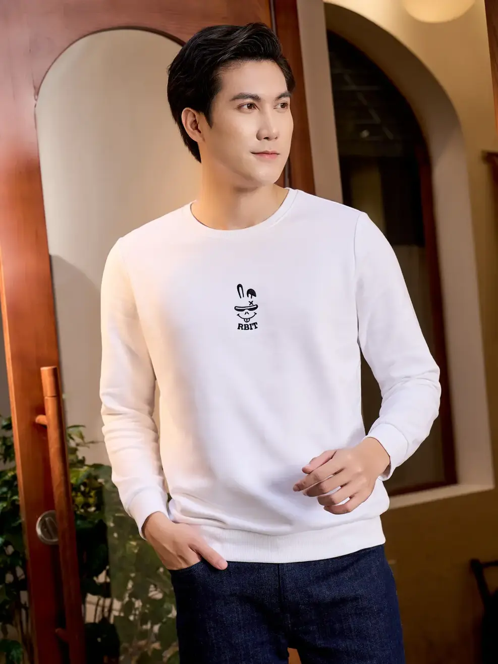 Áo gia đình thêu thỏ - Trắng - M