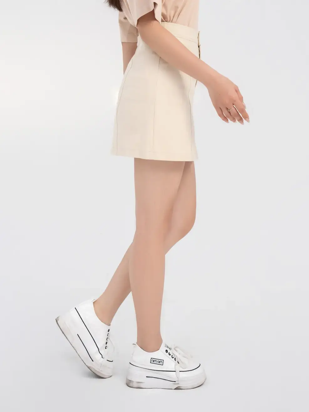 Chân Váy Nữ Dáng A - Kem - S