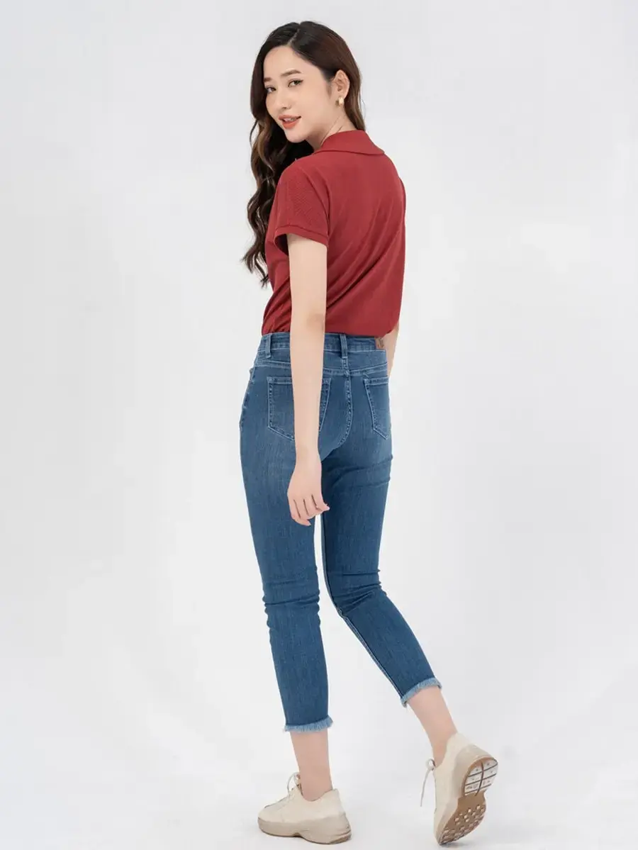 Polo nữ mắt chim cổ sen - Đỏ - L