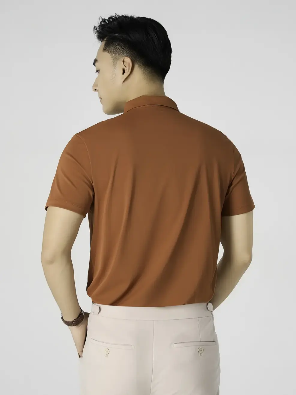 Áo Polo Lá Cổ Công Nghệ Không Đường May - Màu nâu 018 - M