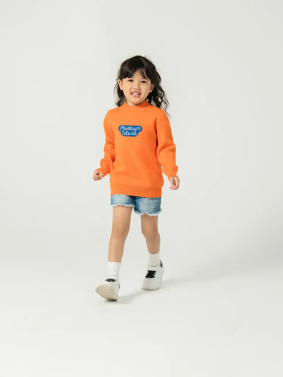 Áo len kid thân sau thêu lâu đài - Cam - 2