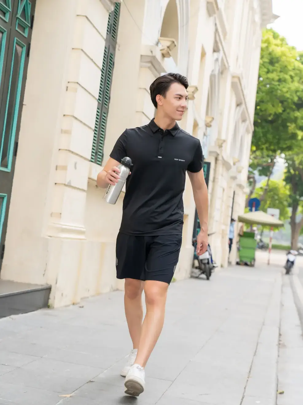 Polo thể thao nam Umorfil - Đen - 2XL