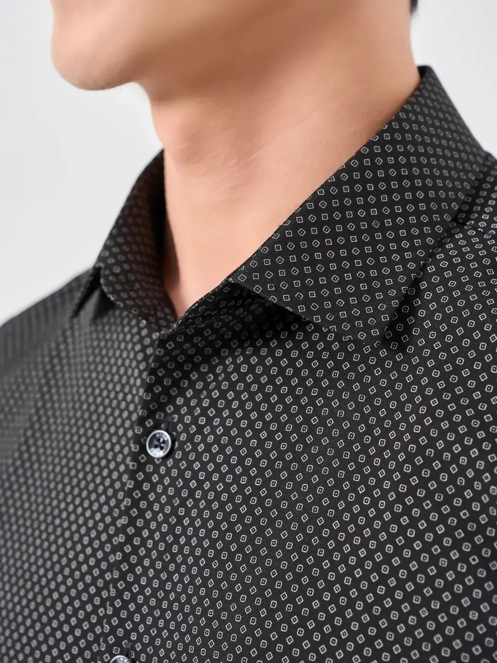 Sơ Mi Cộc Tay Nam Bamboo Hoạ Tiết - Đen - M