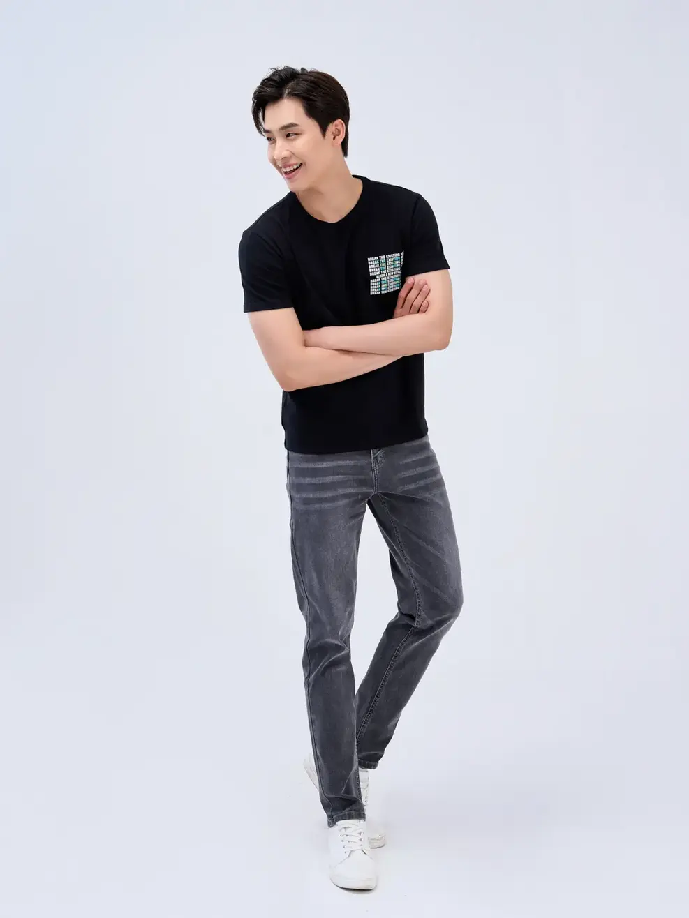 Áo thun nam in BREAK THE RULES - Đen - L