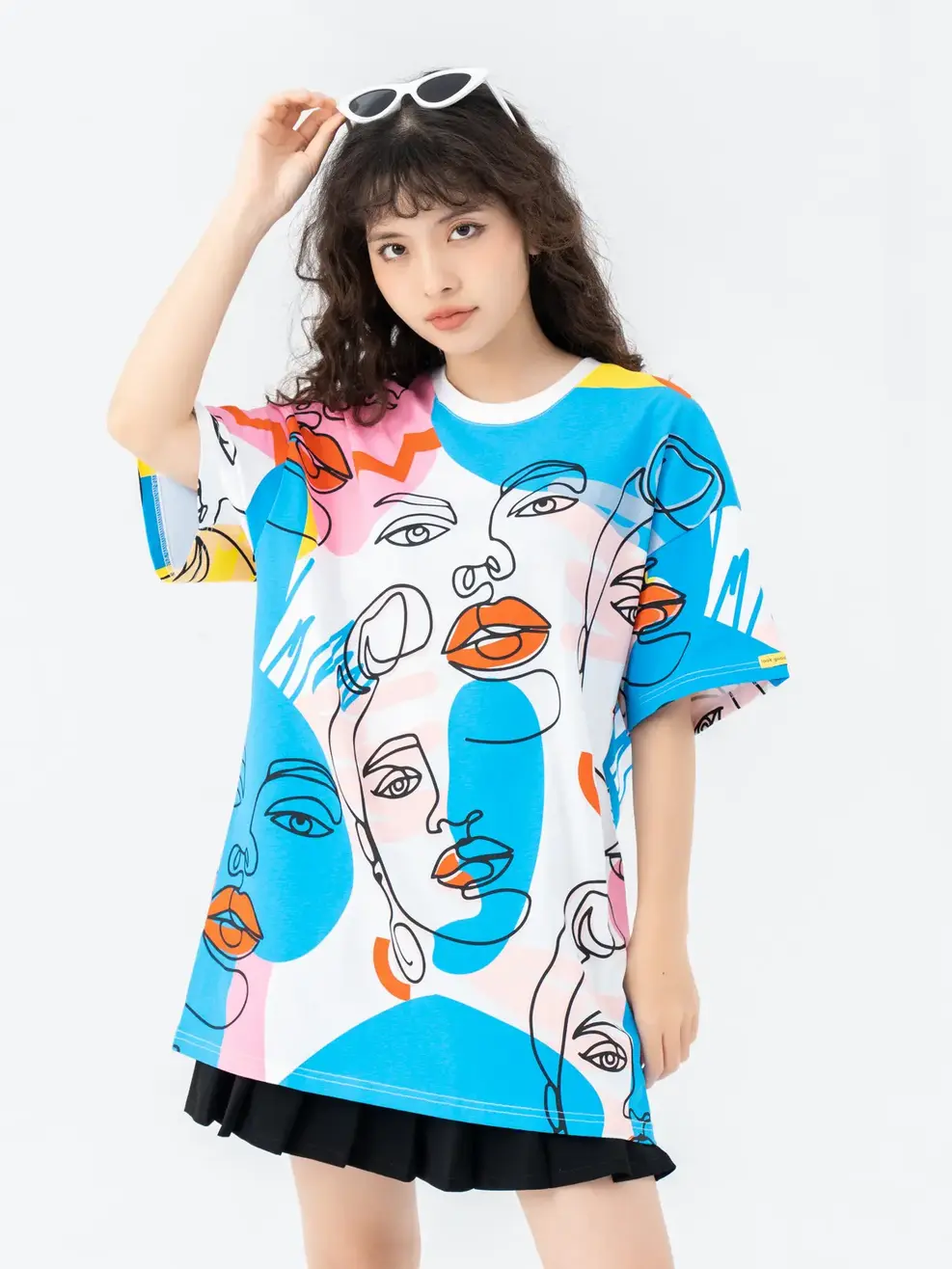 T-shirt Nữ In Tràn Cô Gái Cotton Usa - Trắng 1 - F