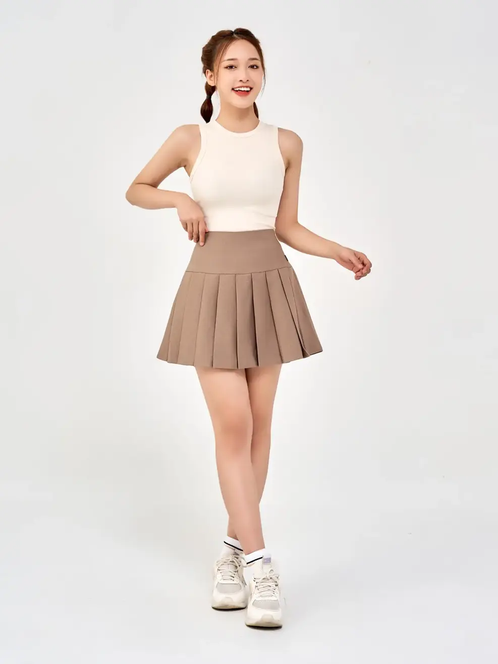 Áo 3 Lỗ Nữ Thun Rip Cơ Bản - Be - M