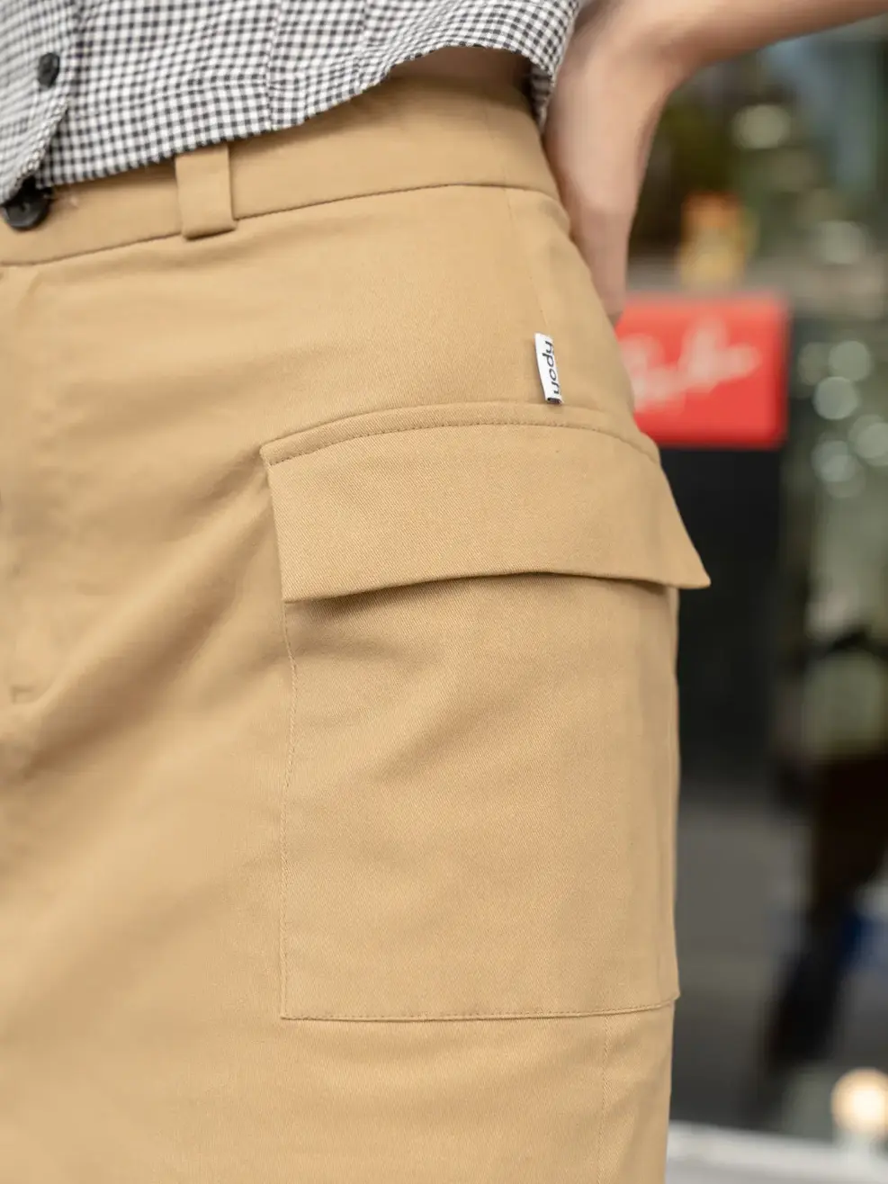 Chân váy nữ A túi hộp - Nâu nhạt - S