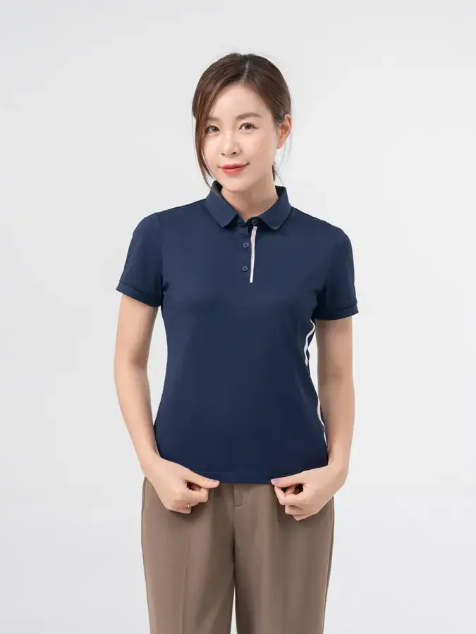 ÁO POLO NỮ ICE CAFE IN SƯỜN - Navy - S