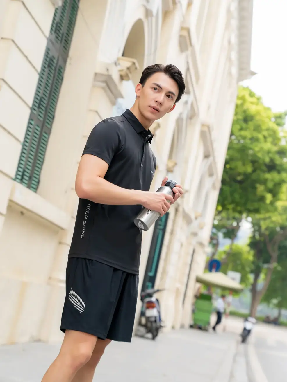 Polo thể thao nam Umorfil - Đen - 2XL