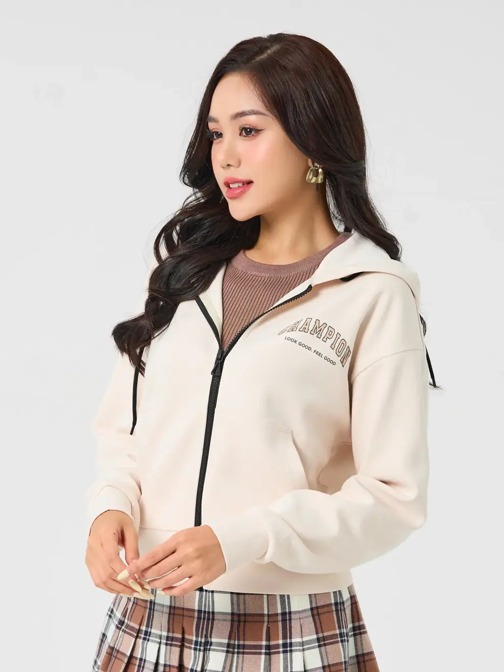 Áo Khoác Nỉ Thể Thao Nữ - Be - S