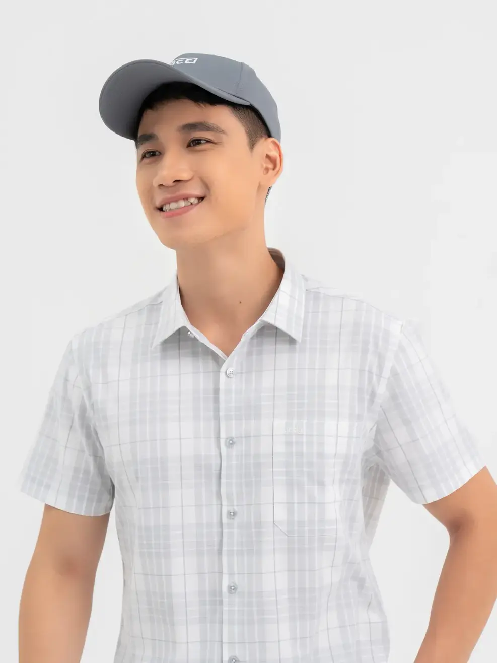 Sơ Mi Cộc Tay Nam Kẻ Caro - Kẻ ghi - M