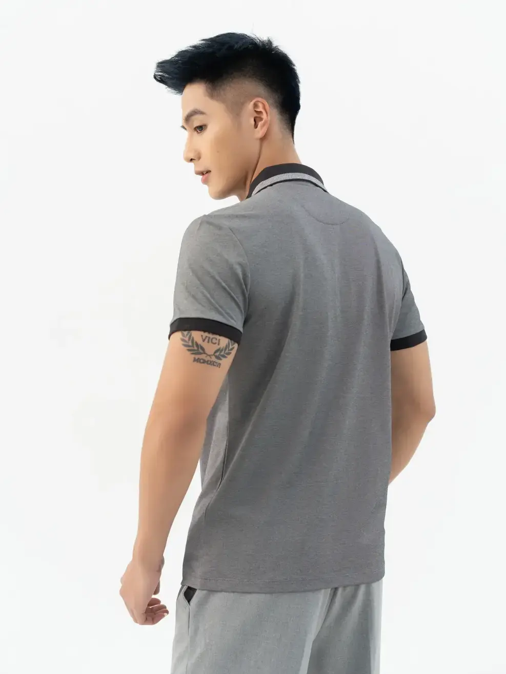 Áo Polo Polo Mắt Chim Phối Bo-APM3299 - Than chì 002 - M