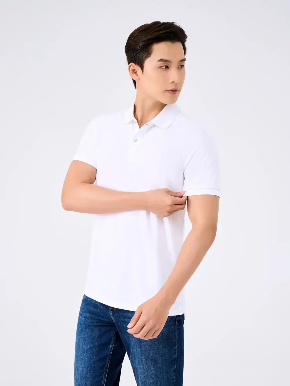 Polo Nam Yody Sport Tay Raglan Xẻ Tà - Trắng - 3XL