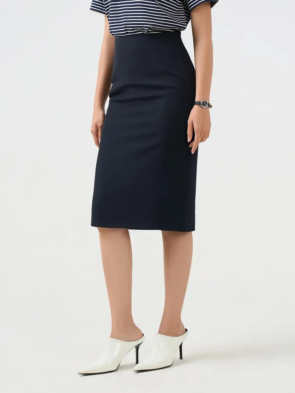 Chân Váy Pencil Under The Knee Essential - Tím Than 179 - S