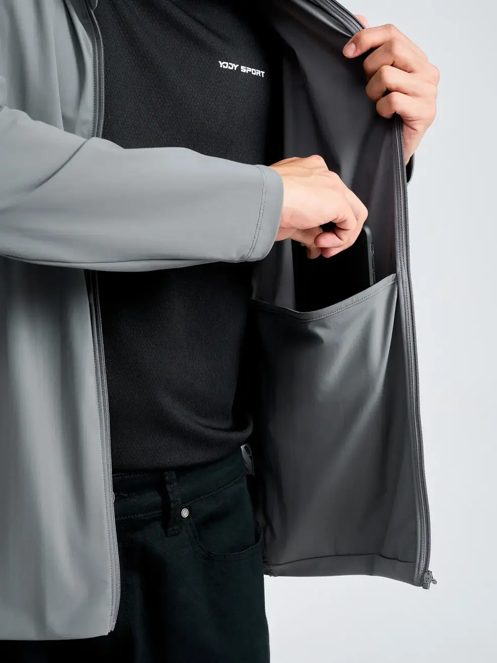 Áo Khoác Gió Thể Thao Nam Can Phối Yody Sport - Ghi - M