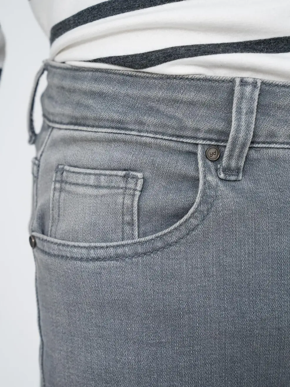Quân jeans nam slim thêu túi - Xám - 28