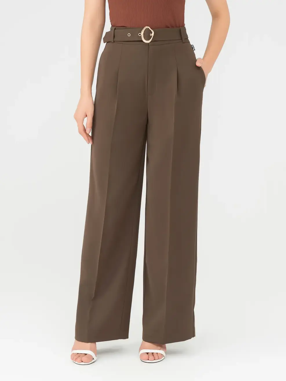 Quần Âu Nữ Đứng Kèm Thắt Lưng Bản To - Nâu đậm - S