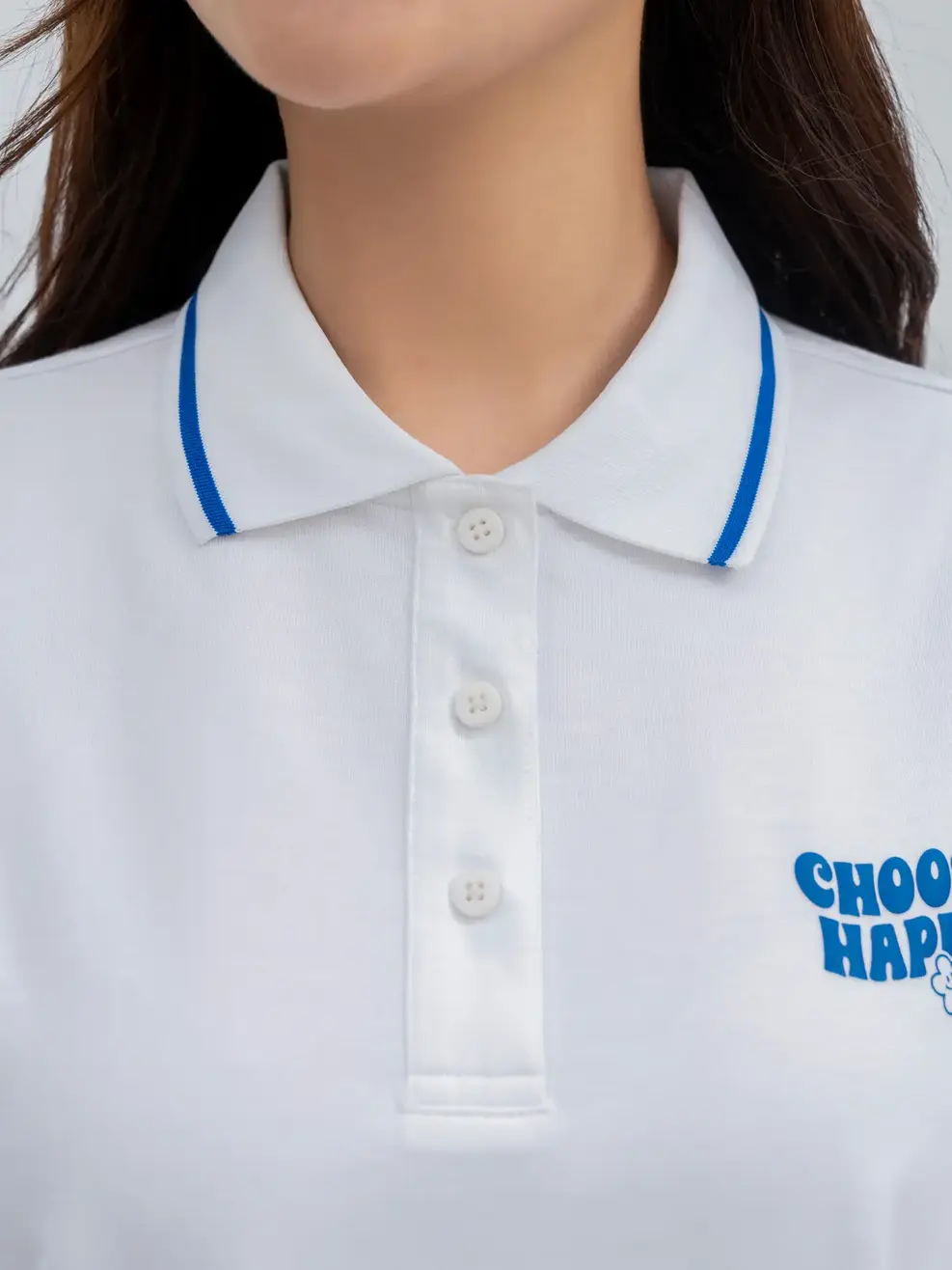 Áo Polo Nữ In Hình Choose Happy - Trắng - S