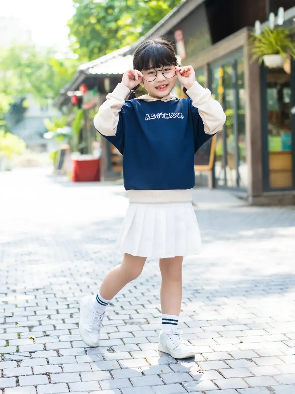 Áo nỉ kid phối tay Asteroid - Navy - 8