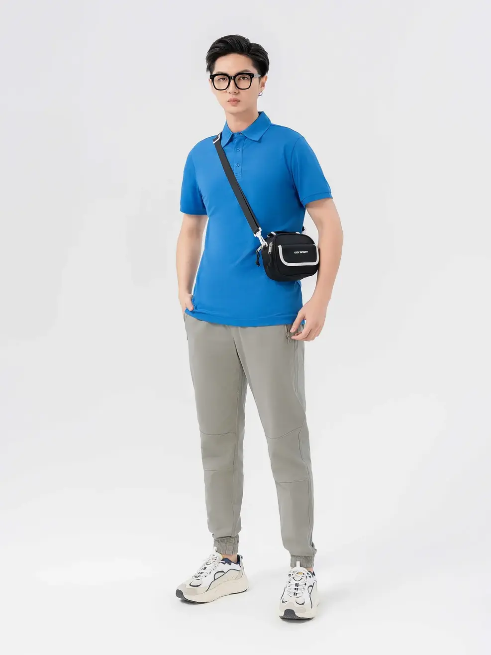 ÁO POLO NAM TÚI NGỰC PHỐI CÚC - Xanh bích - M