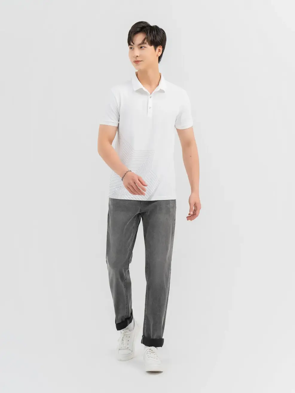 Polo Thể Thao Nam Airycool In Họa Tiết Thân Trước - Trắng - 2XL