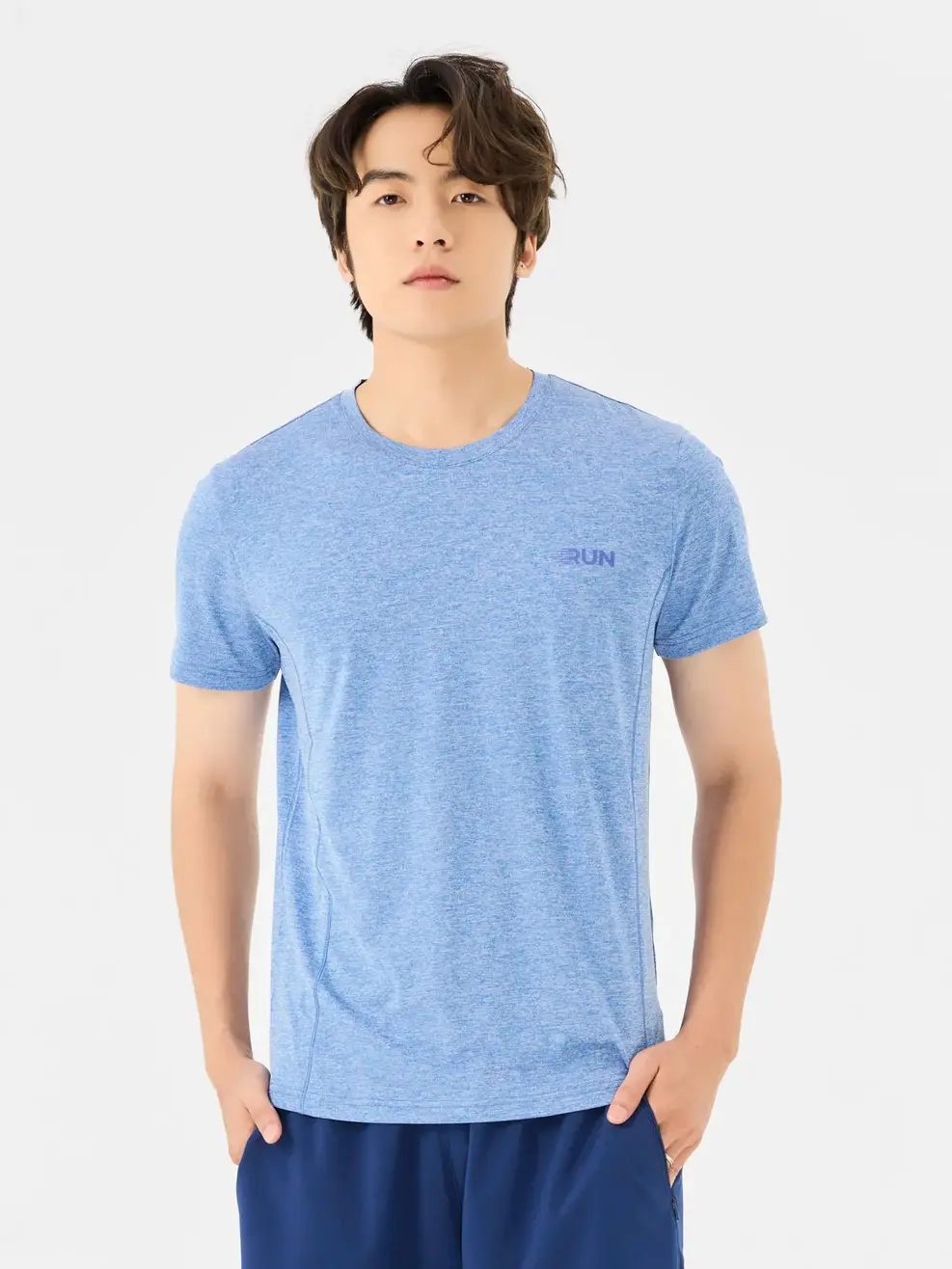 T-shirt Thể Thao Nam Siêu Nhẹ In Run - Xanh Biển - M